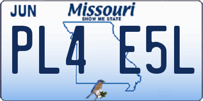 MO license plate PL4E5L