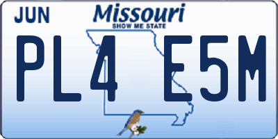 MO license plate PL4E5M