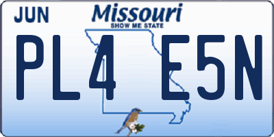 MO license plate PL4E5N