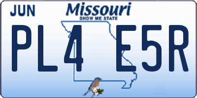 MO license plate PL4E5R