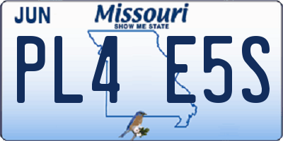 MO license plate PL4E5S