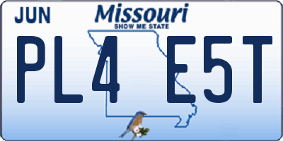 MO license plate PL4E5T