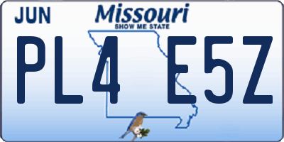 MO license plate PL4E5Z