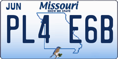 MO license plate PL4E6B