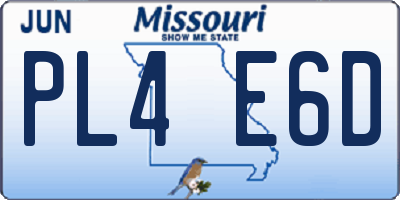 MO license plate PL4E6D