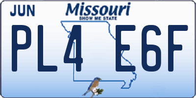 MO license plate PL4E6F