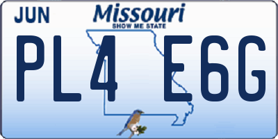 MO license plate PL4E6G