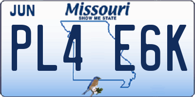 MO license plate PL4E6K
