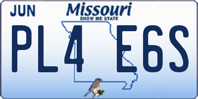 MO license plate PL4E6S