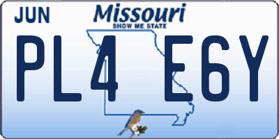 MO license plate PL4E6Y