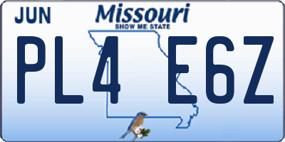 MO license plate PL4E6Z