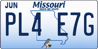 MO license plate PL4E7G
