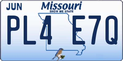 MO license plate PL4E7Q