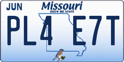 MO license plate PL4E7T