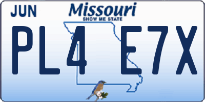 MO license plate PL4E7X