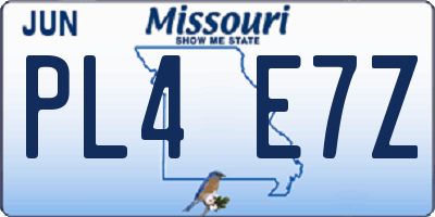 MO license plate PL4E7Z