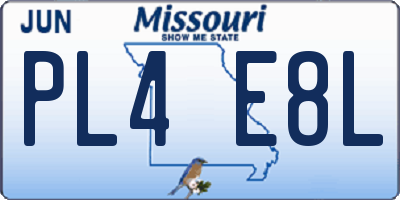 MO license plate PL4E8L