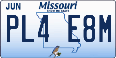 MO license plate PL4E8M