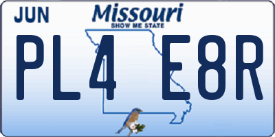 MO license plate PL4E8R