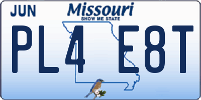 MO license plate PL4E8T