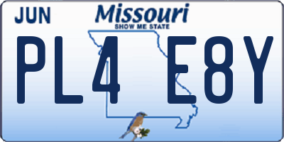MO license plate PL4E8Y