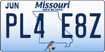 MO license plate PL4E8Z