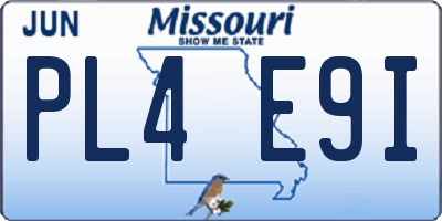 MO license plate PL4E9I