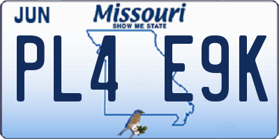 MO license plate PL4E9K