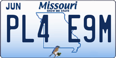MO license plate PL4E9M