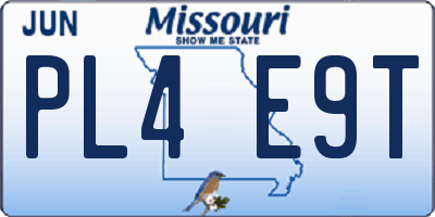 MO license plate PL4E9T
