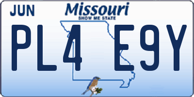 MO license plate PL4E9Y