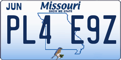 MO license plate PL4E9Z