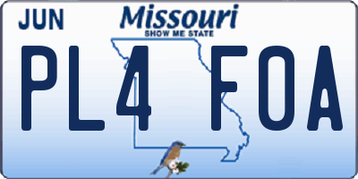 MO license plate PL4F0A