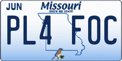 MO license plate PL4F0C