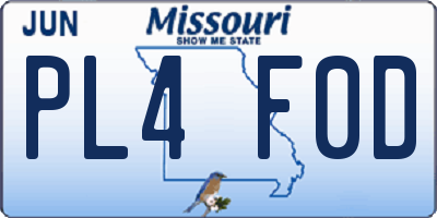 MO license plate PL4F0D