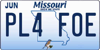 MO license plate PL4F0E