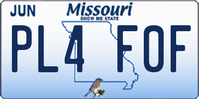 MO license plate PL4F0F