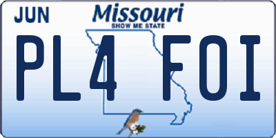 MO license plate PL4F0I