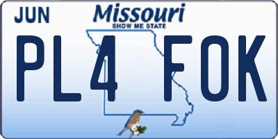 MO license plate PL4F0K