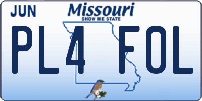 MO license plate PL4F0L