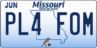 MO license plate PL4F0M
