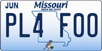 MO license plate PL4F0O