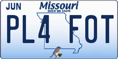 MO license plate PL4F0T