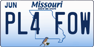 MO license plate PL4F0W