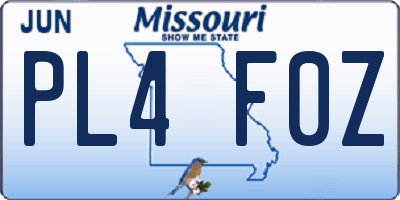 MO license plate PL4F0Z