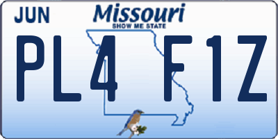 MO license plate PL4F1Z