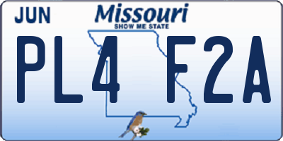 MO license plate PL4F2A