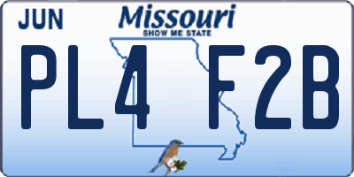 MO license plate PL4F2B