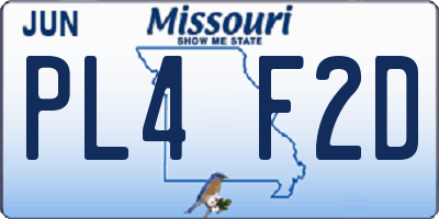 MO license plate PL4F2D