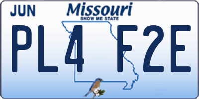 MO license plate PL4F2E